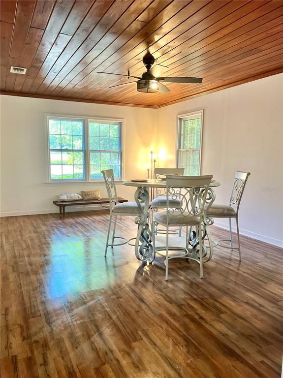 Dining room, Interior, Wooden Ceilings, Wood Texture Flooring