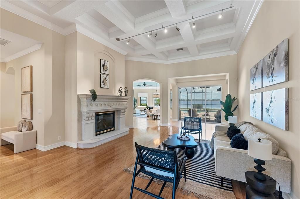 Fireplace, Interior, Living room, Wood Texture Flooring