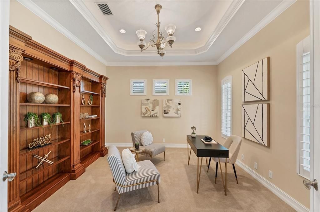 Chandelier, Home Office, Interior, Recessed Lighting