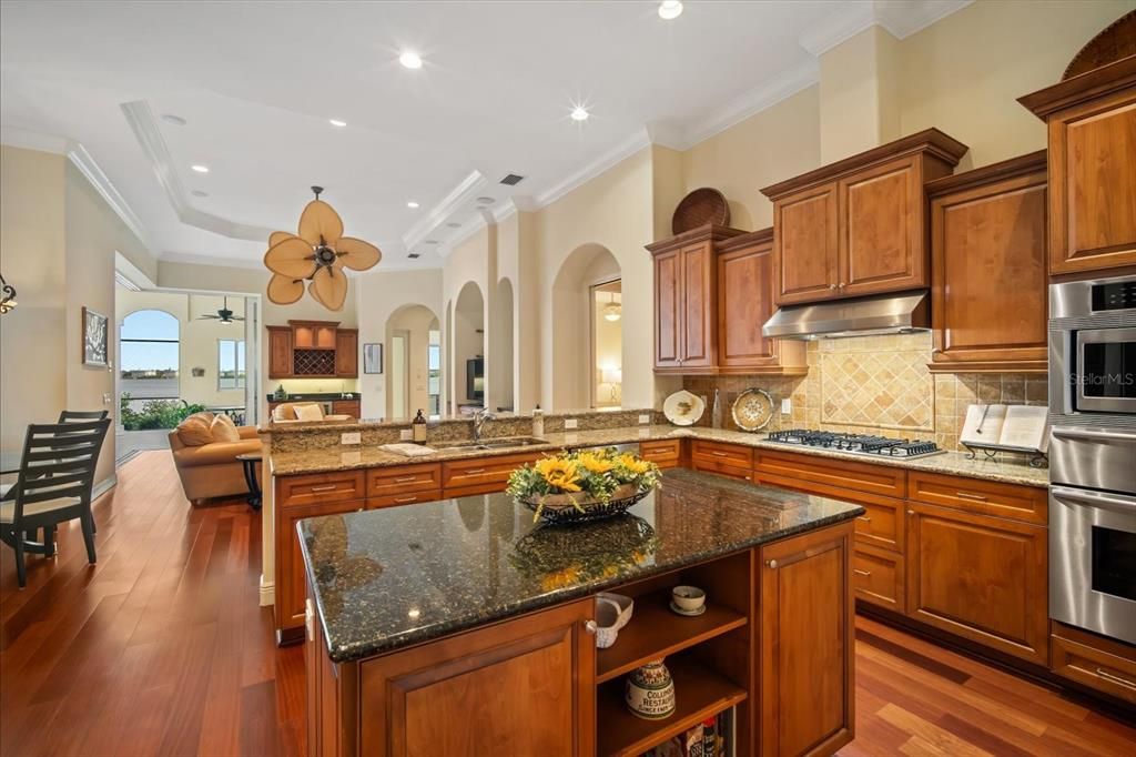 Dining room, Interior, Kitchen, Recessed Lighting, Stainless Steel Appliances, Wood Texture Flooring