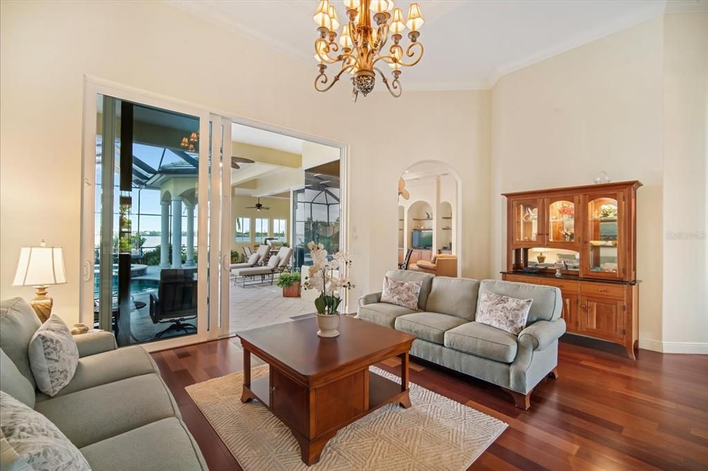 Chandelier, Interior, Living room, Wood Texture Flooring