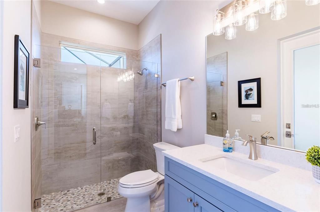 Bathroom, Glass Shower, Interior, Recessed Lighting