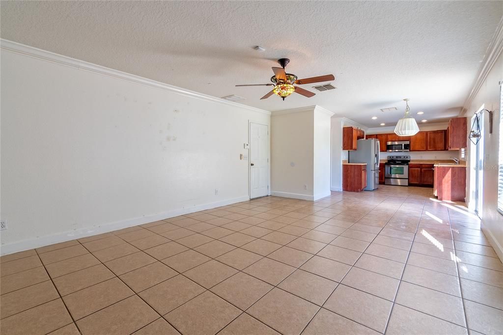Empty room, Interior, Kitchen, Recessed Lighting