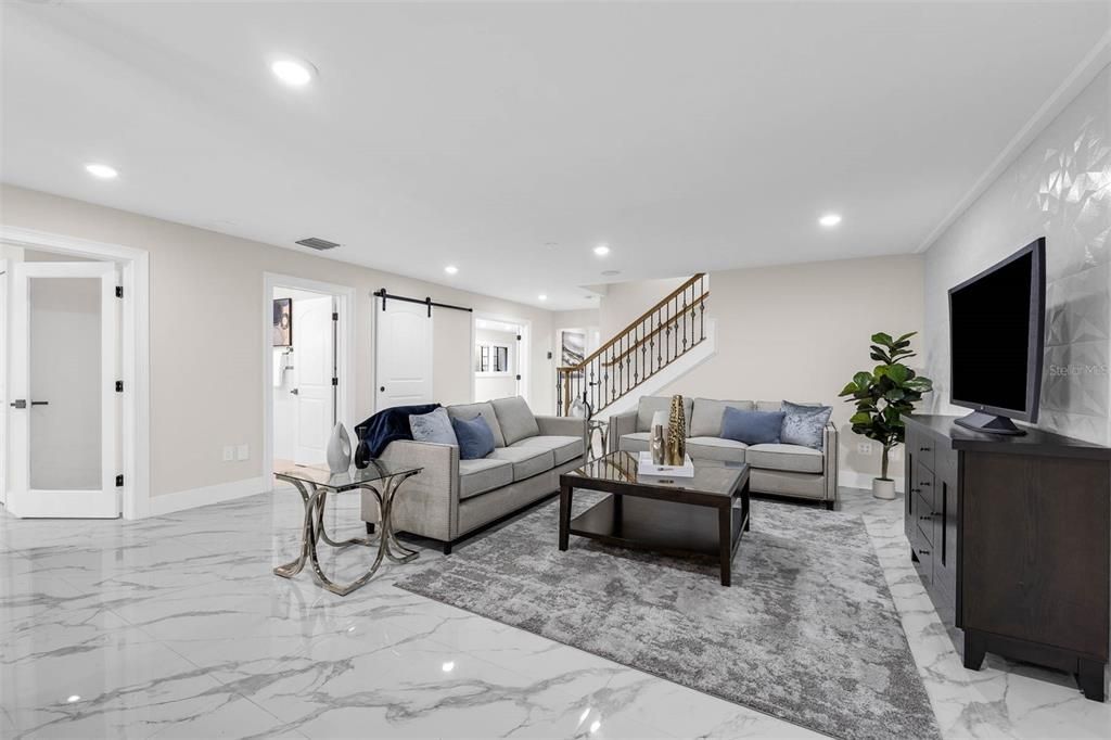 Interior, Living room, Marble, Recessed Lighting