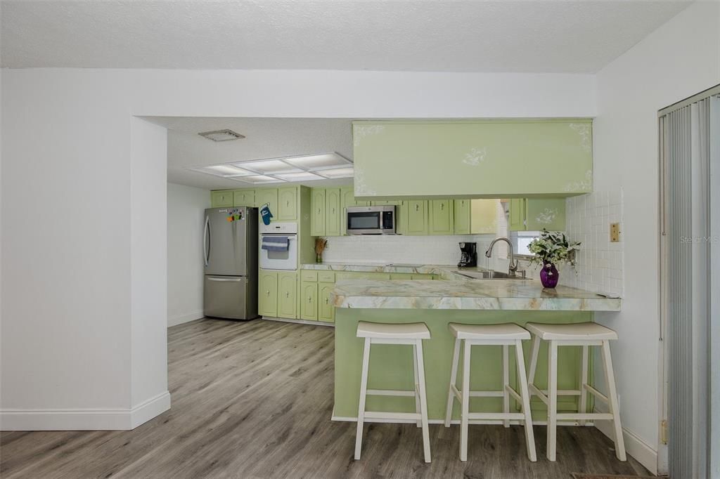 Interior, Kitchen, Wood Texture Flooring