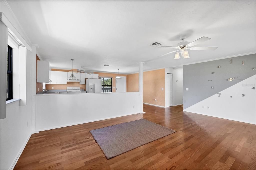 Interior, Kitchen, Pendant Lights, Wood Texture Flooring