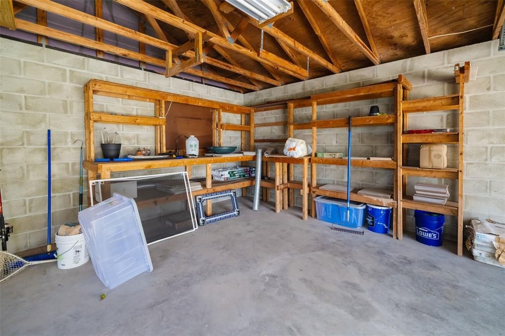 Garage, Interior, Stone Walls, Wooden Beams, Wooden Ceilings