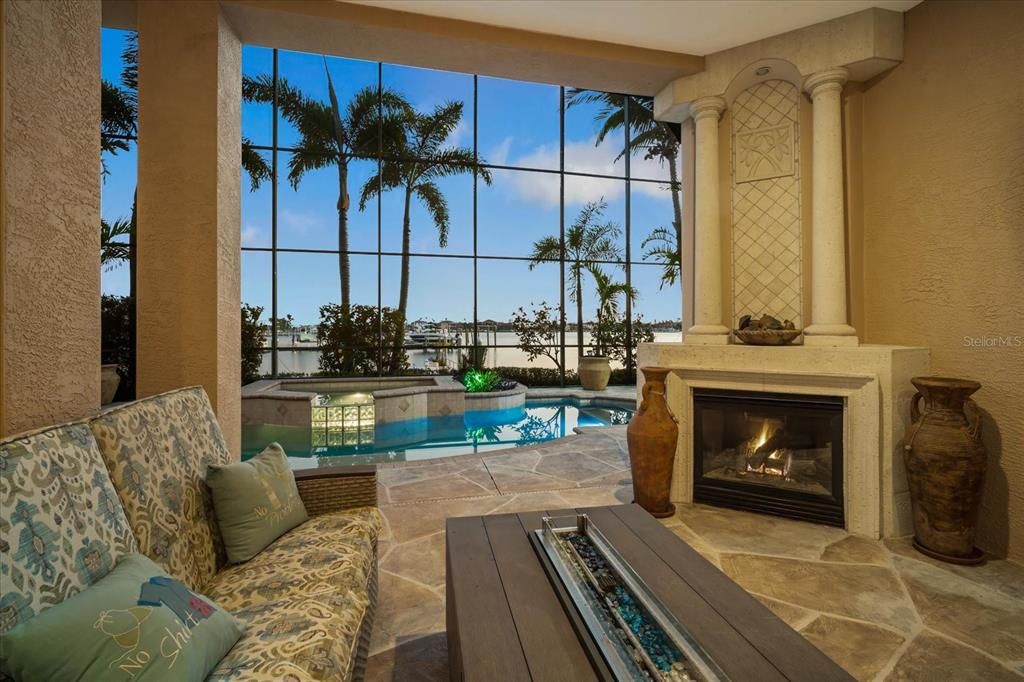 Fireplace, Interior, Pool, Sun Room, Water