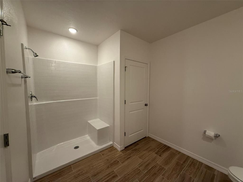 Bathroom, Interior, Recessed Lighting, Wood Texture Flooring