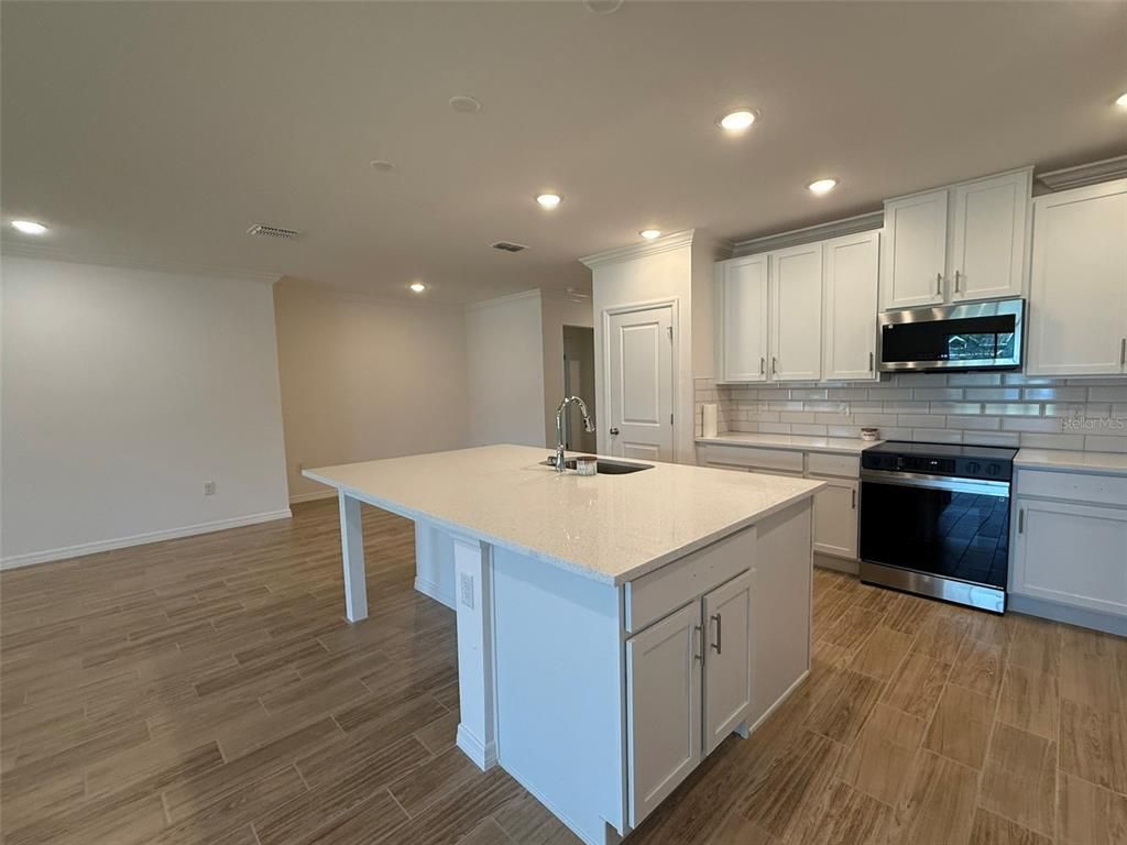 Interior, Kitchen, Recessed Lighting, Wood Texture Flooring