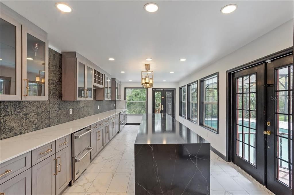 Interior, Kitchen, Marble, Recessed Lighting, Stainless Steel Appliances
