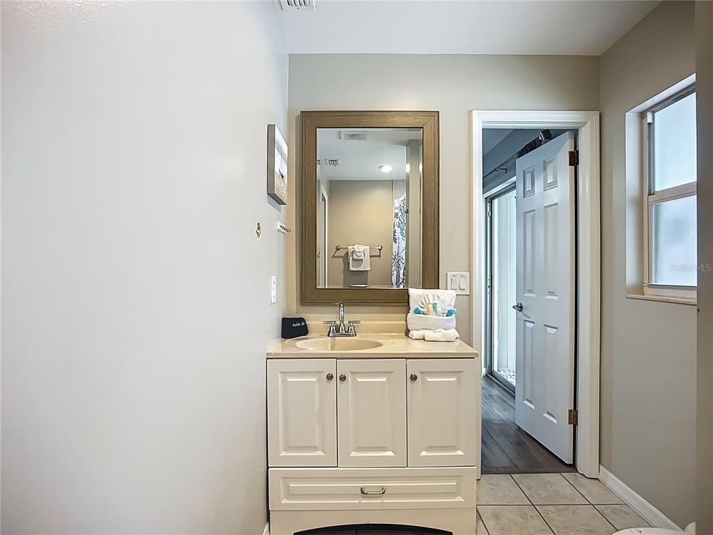 Bathroom, Interior, Recessed Lighting, Wood Texture Flooring