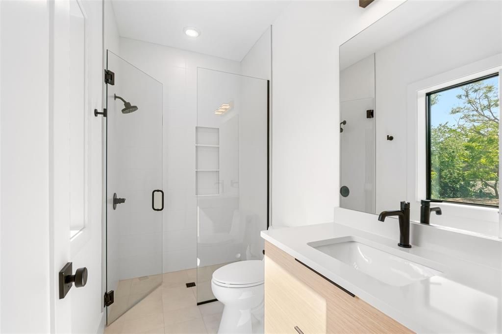 Bathroom, Glass Shower, Interior, Recessed Lighting