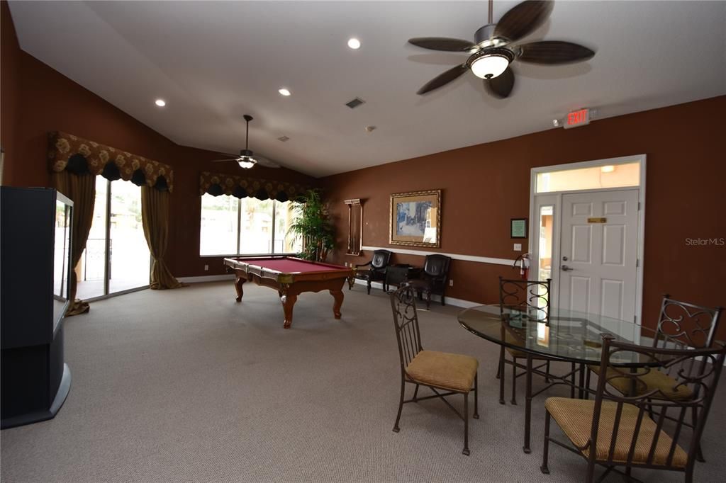 Billiard Table, Game Room, Interior, Recessed Lighting