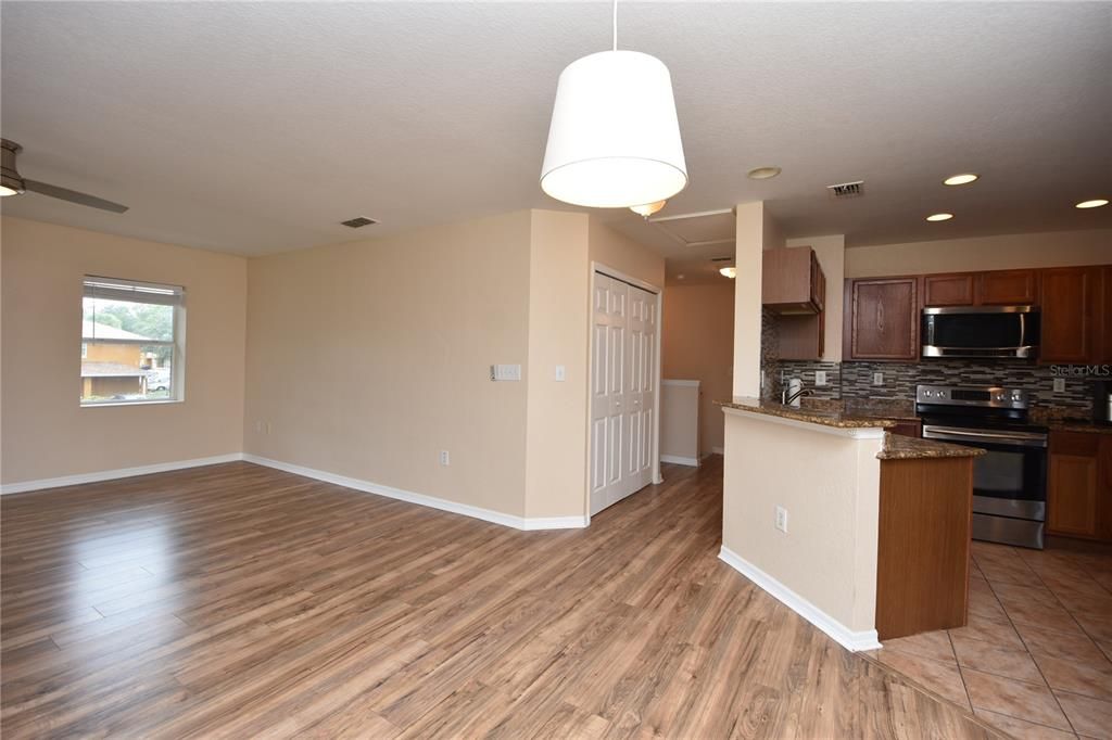 Interior, Kitchen, Recessed Lighting, Wood Texture Flooring