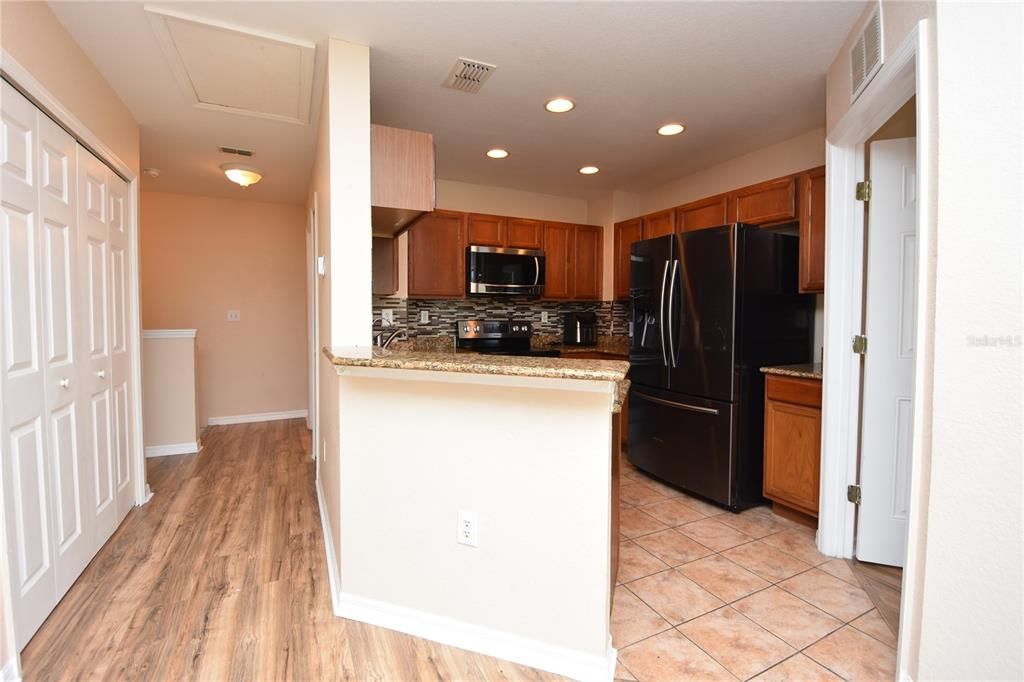 Interior, Kitchen, Recessed Lighting, Wood Texture Flooring