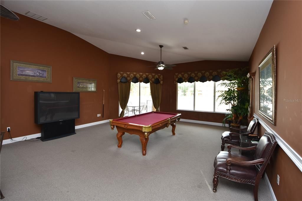 Billiard Table, Game Room, Interior, Recessed Lighting