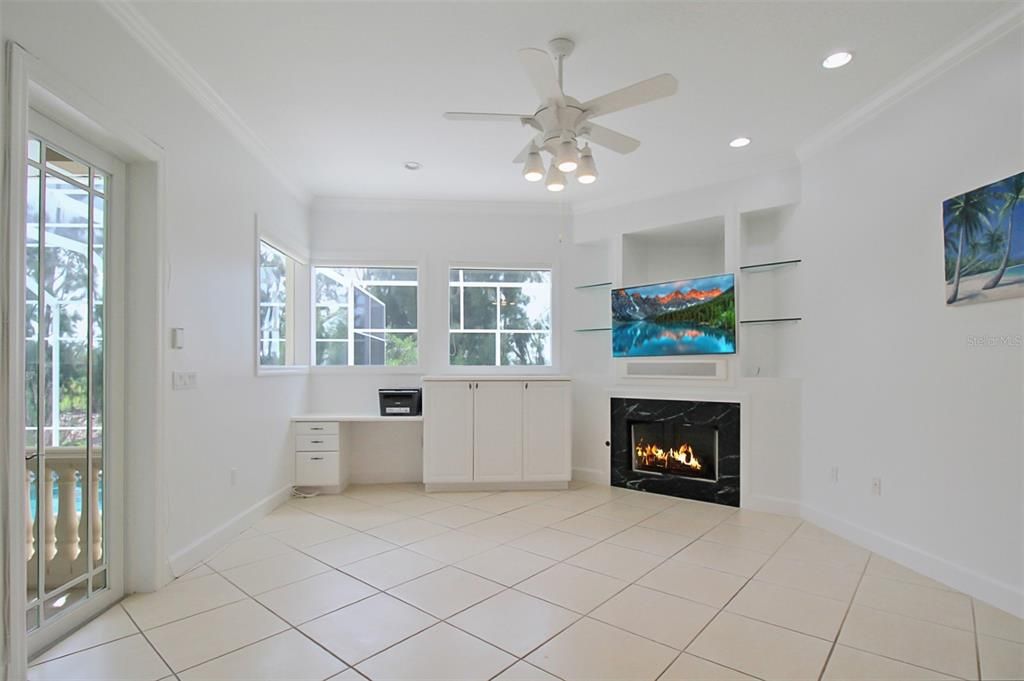 Empty room, Fireplace, Interior, Recessed Lighting