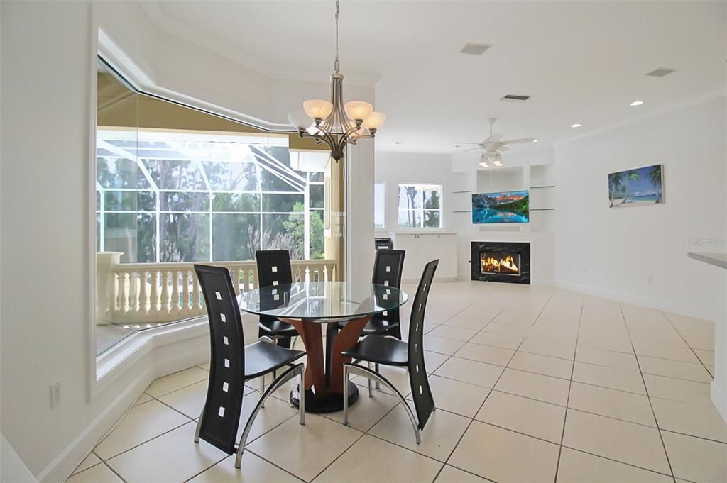 Chandelier, Dining room, Fireplace, Interior, Recessed Lighting
