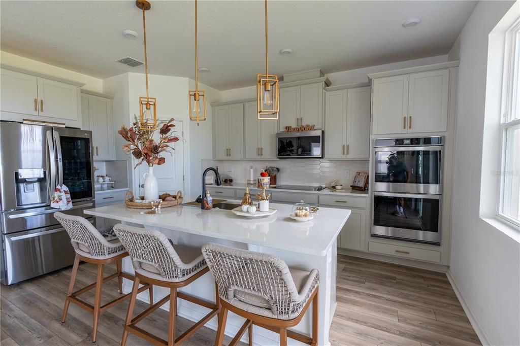 Interior, Kitchen, Pendant Lights, Stainless Steel Appliances, Wood Texture Flooring