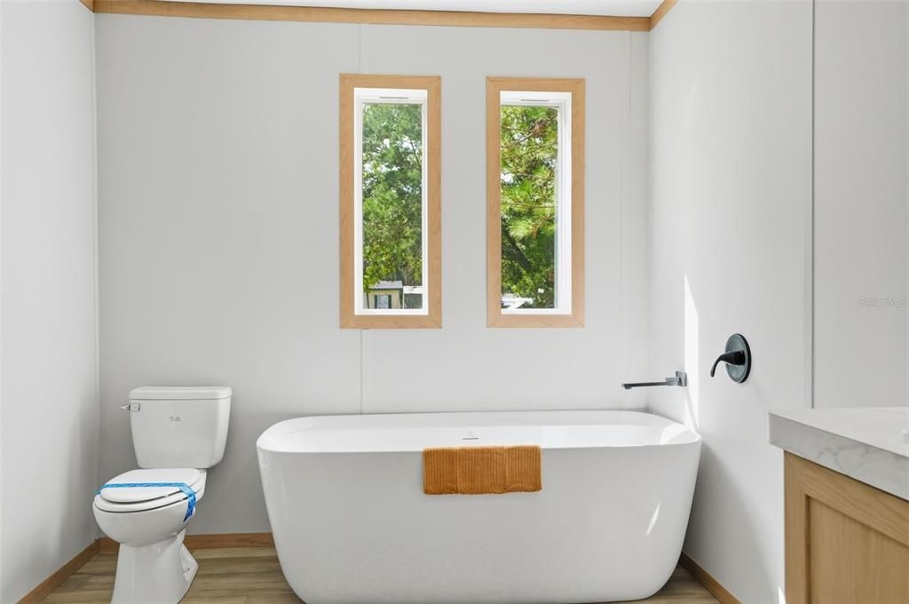 Bathroom, Free Standing Baths, Interior, Wood Texture Flooring