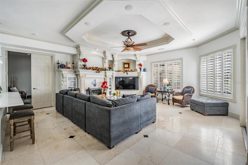 Fireplace, Interior, Living room, Recessed Lighting