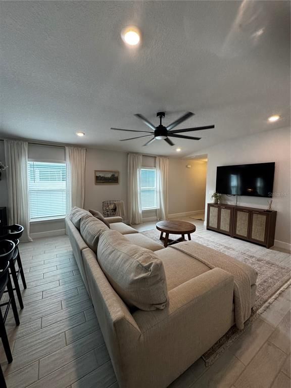 Bedroom, Interior, Living room, Recessed Lighting, Wood Texture Flooring