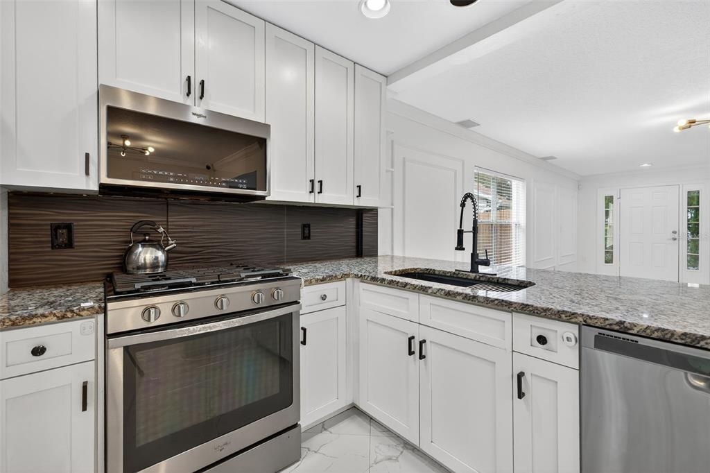 Interior, Kitchen, Marble, Recessed Lighting, Stainless Steel Appliances