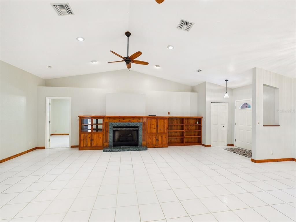 Empty room, Fireplace, Interior, Pendant Lights, Recessed Lighting