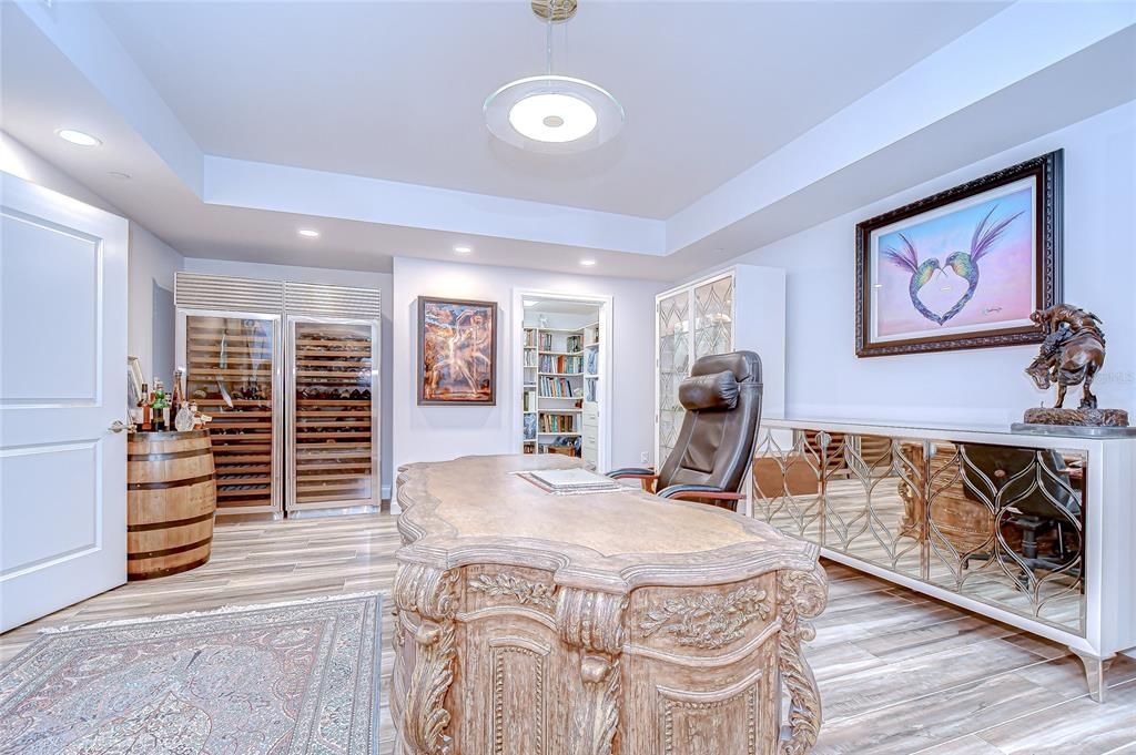 Dining room, Interior, Pendant Lights, Recessed Lighting, Wood Texture Flooring
