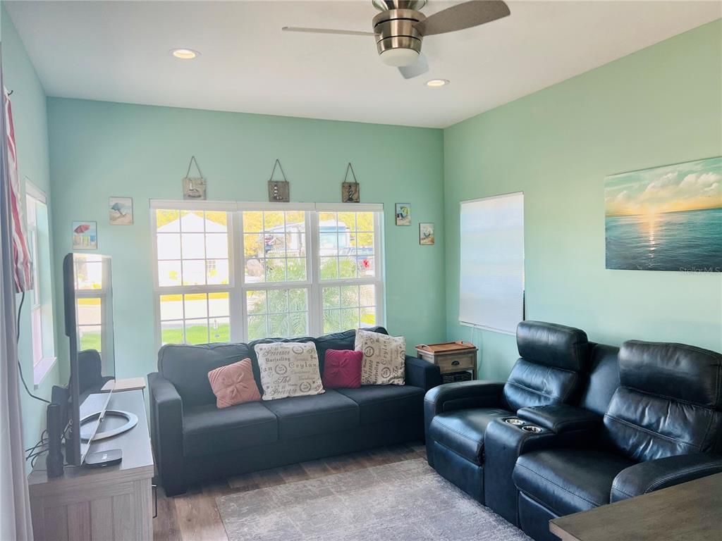 Home Theatre Room, Interior, Living room, Recessed Lighting, Wood Texture Flooring