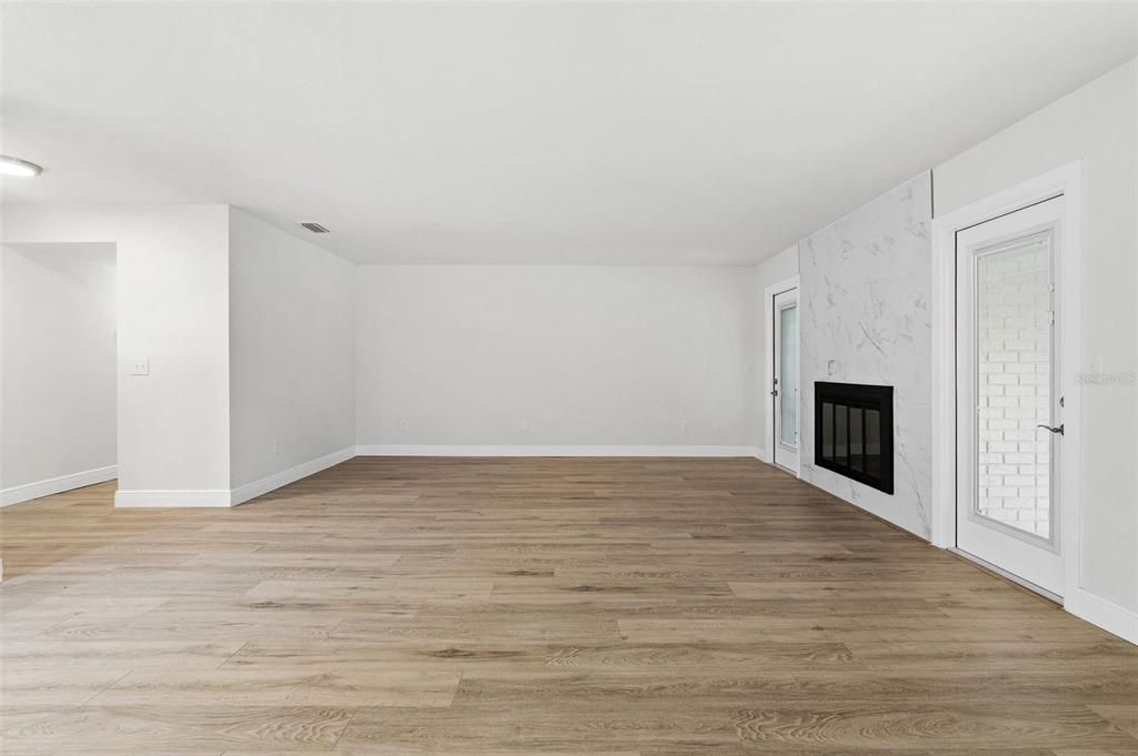 Empty room, Fireplace, Interior, Wood Texture Flooring