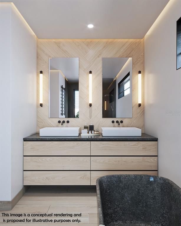 Bathroom, Dual Sink Vanities, Interior, Recessed Lighting