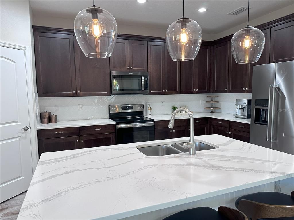 Interior, Kitchen, Pendant Lights, Recessed Lighting, Stainless Steel Appliances