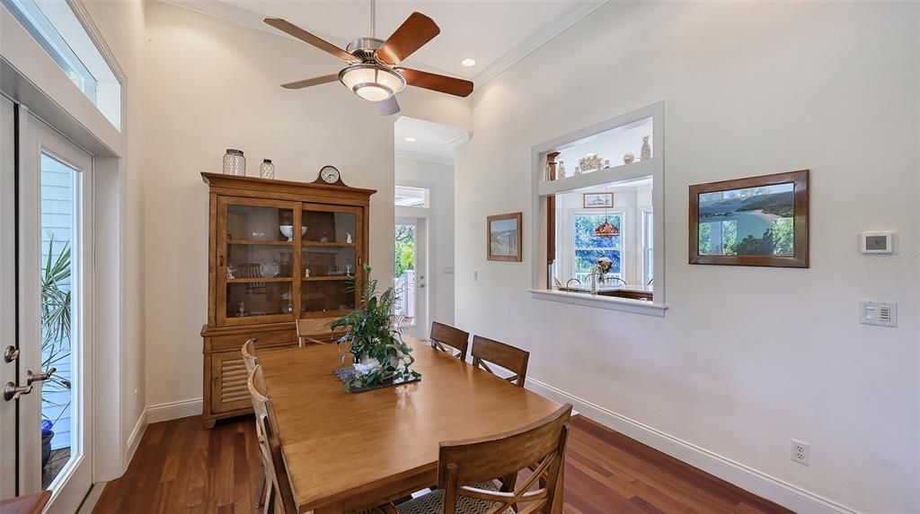 Dining room, Interior, Recessed Lighting, Wood Texture Flooring