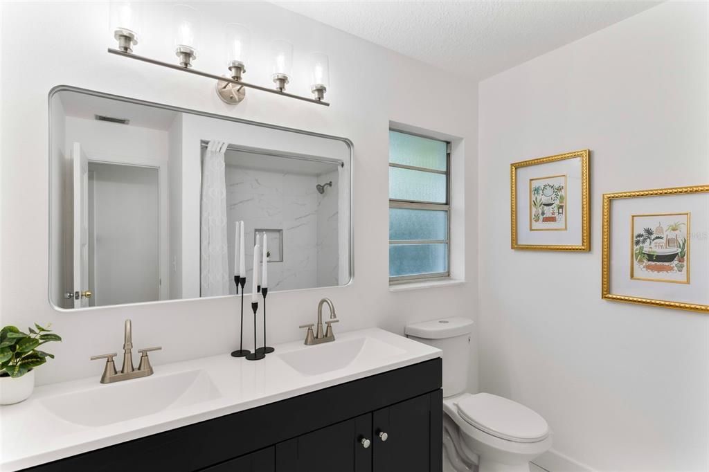 Bathroom, Dual Sink Vanities, Interior, Marble Walls