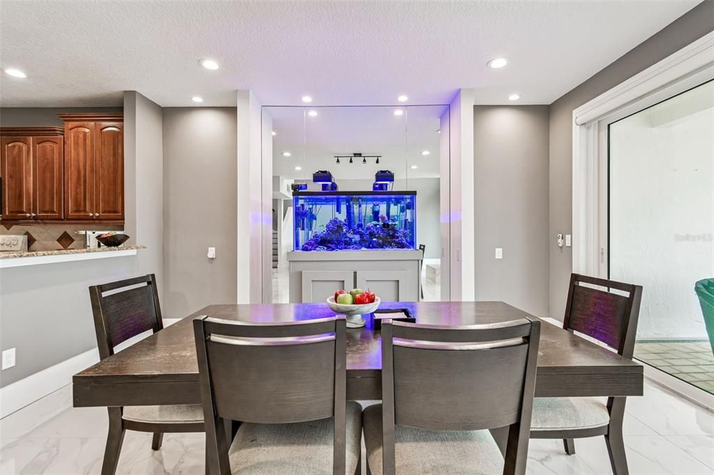Dining room, Interior, Marble, Recessed Lighting