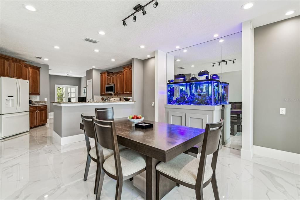 Dining room, Interior, Kitchen, Marble, Recessed Lighting
