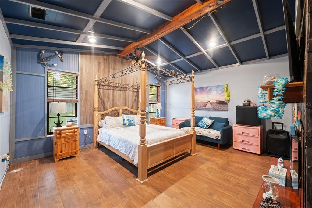 Bedroom, Interior, Wooden Beams, Wood Texture Flooring