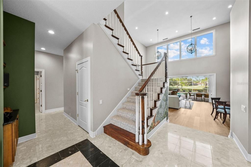 Dining room, Interior, Pendant Lights, Recessed Lighting, Wood Texture Flooring