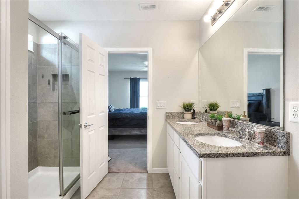 Bathroom, Dual Sink Vanities, Glass Shower, Interior