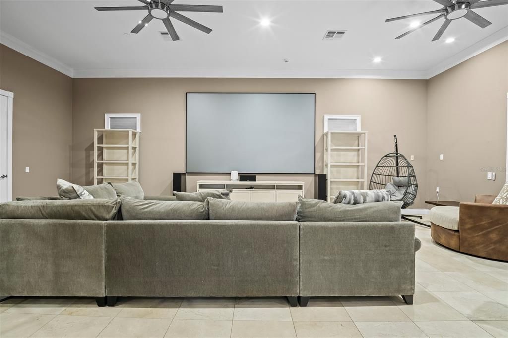 Interior, Living room, Projection Screen, Recessed Lighting