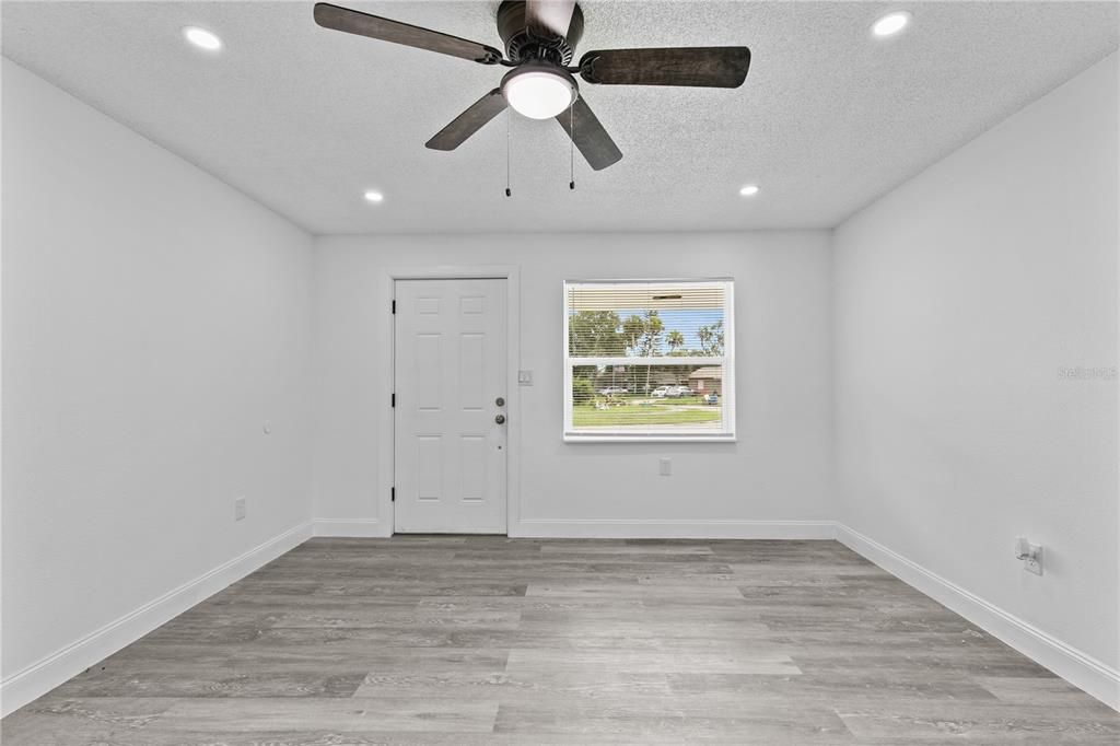 Empty room, Interior, Recessed Lighting, Wood Texture Flooring