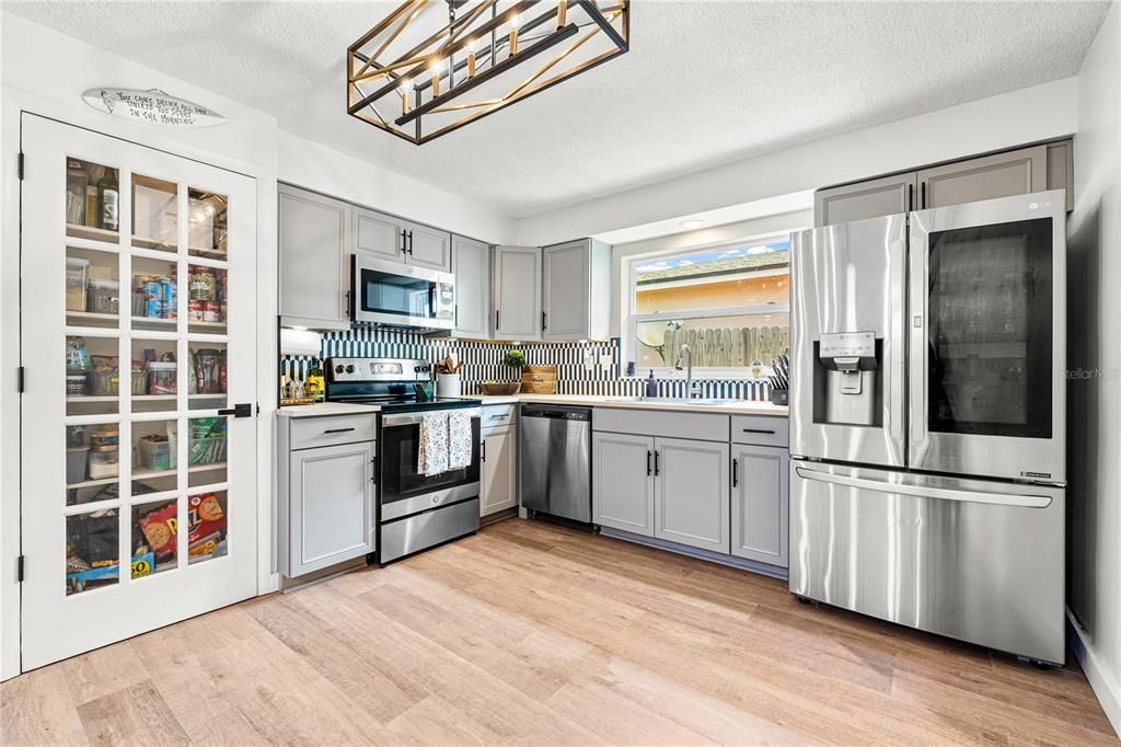 Interior, Kitchen, Stainless Steel Appliances, Wood Texture Flooring