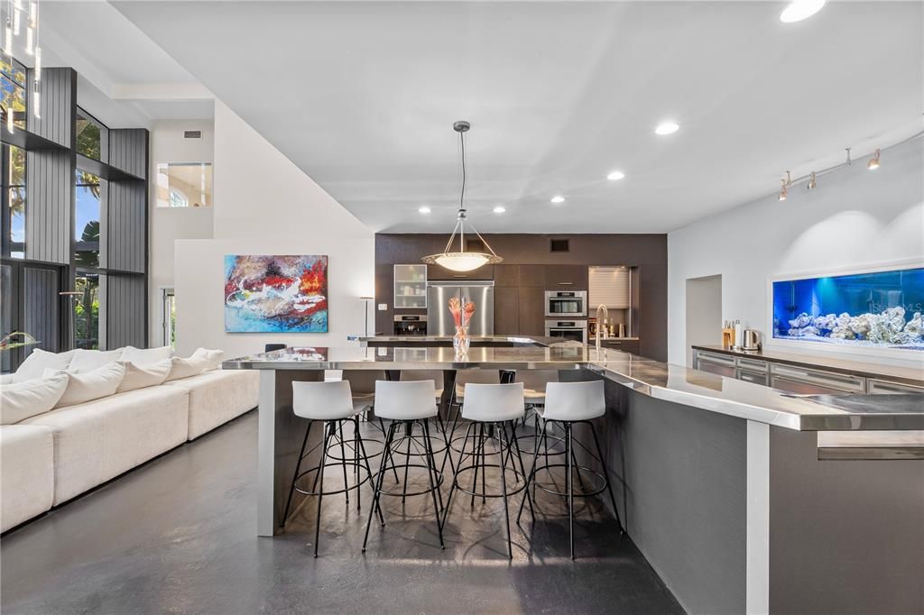 Interior, Kitchen, Living room, Pendant Lights, Recessed Lighting, Stainless Steel Appliances