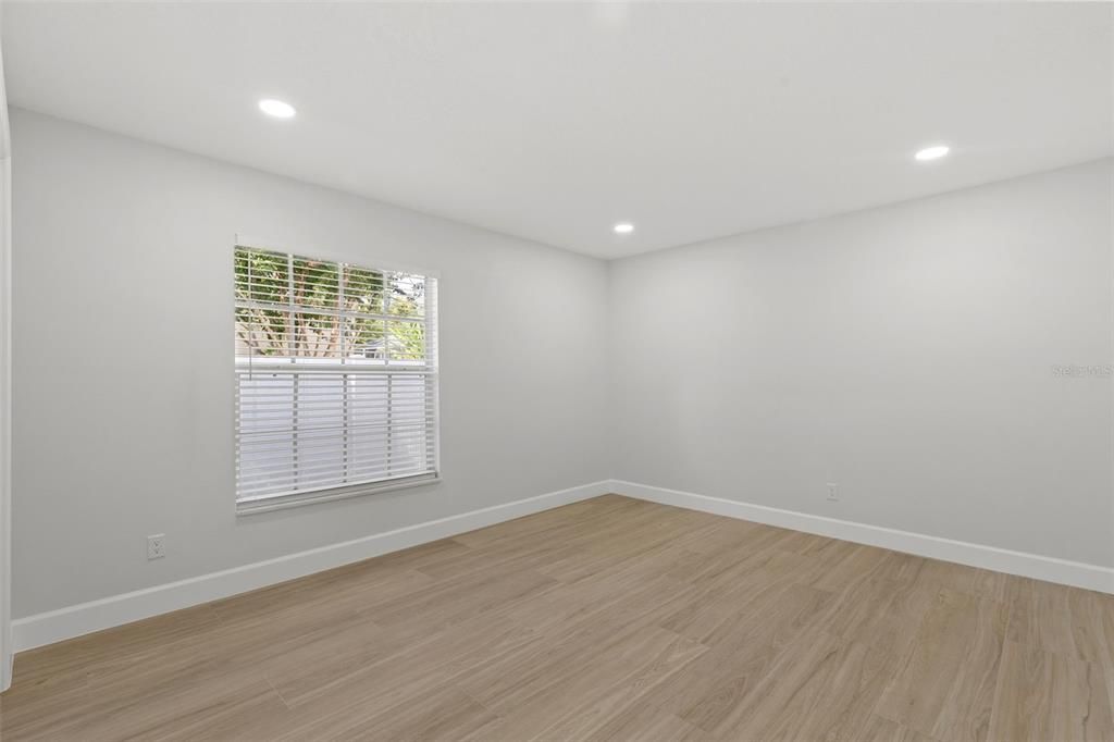 Empty room, Interior, Recessed Lighting, Wood Texture Flooring