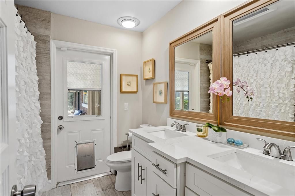 Bathroom, Dual Sink Vanities, Interior, Wood Texture Flooring