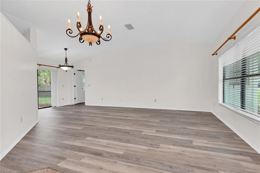 Chandelier, Empty room, Interior, Wood Texture Flooring