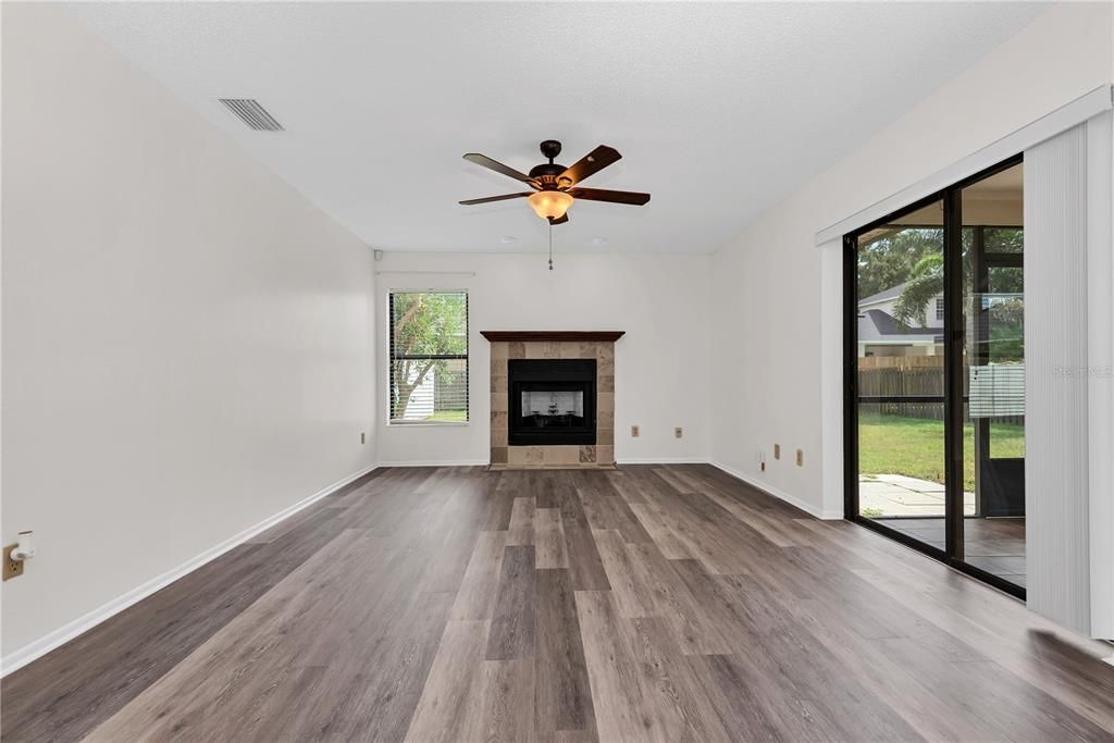 Empty room, Fireplace, Interior, Wood Texture Flooring