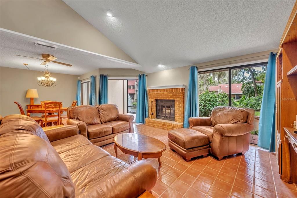 Chandelier, Dining room, Fireplace, Interior, Living room, Recessed Lighting